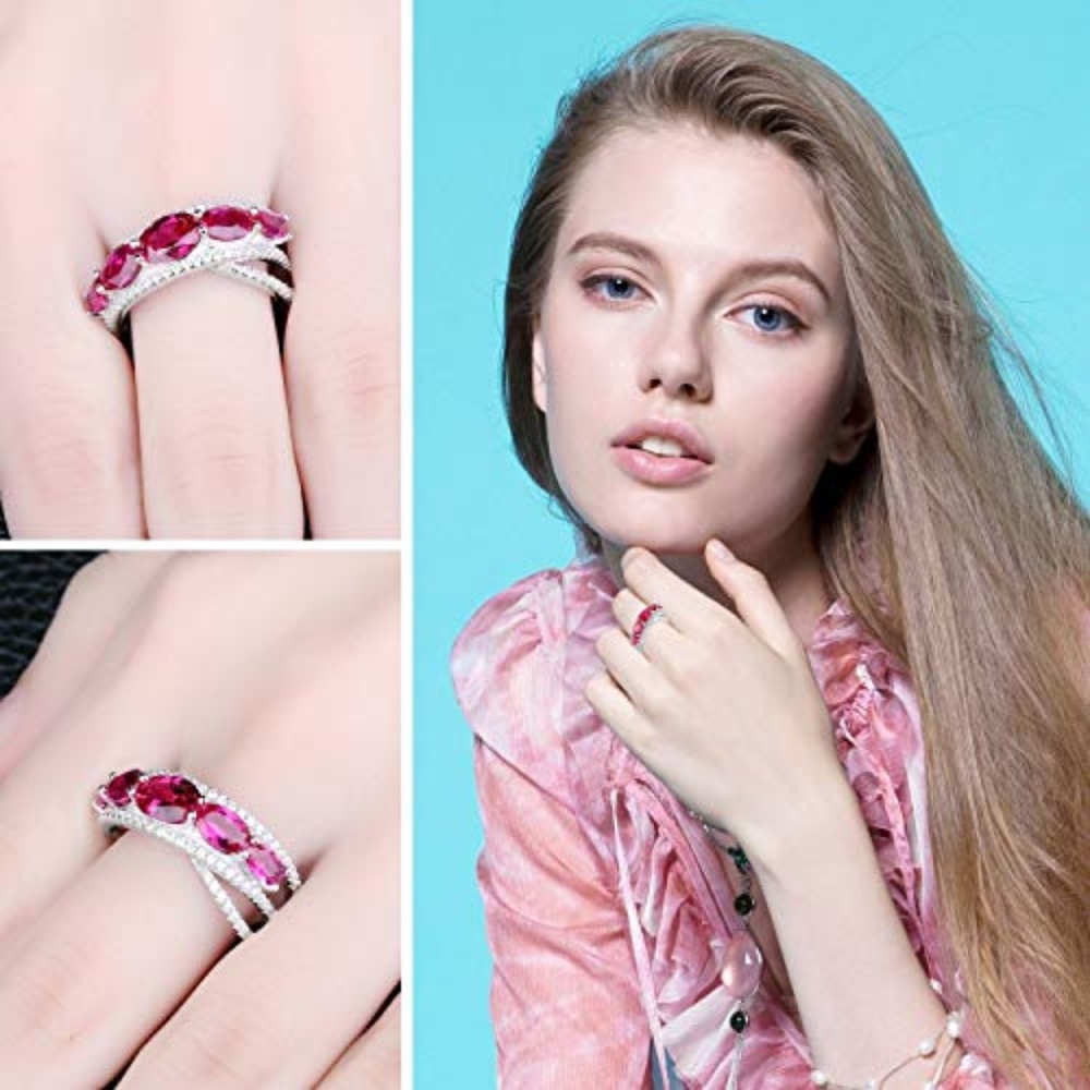 Elegant Red Ruby Sterling Silver Ring - image 3